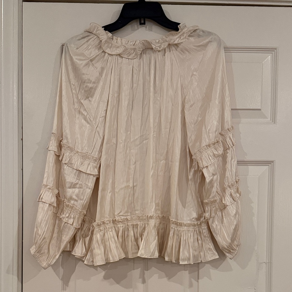 BCBGMaxAzria Cream Ruffled Blouse - Picture 11 of 13